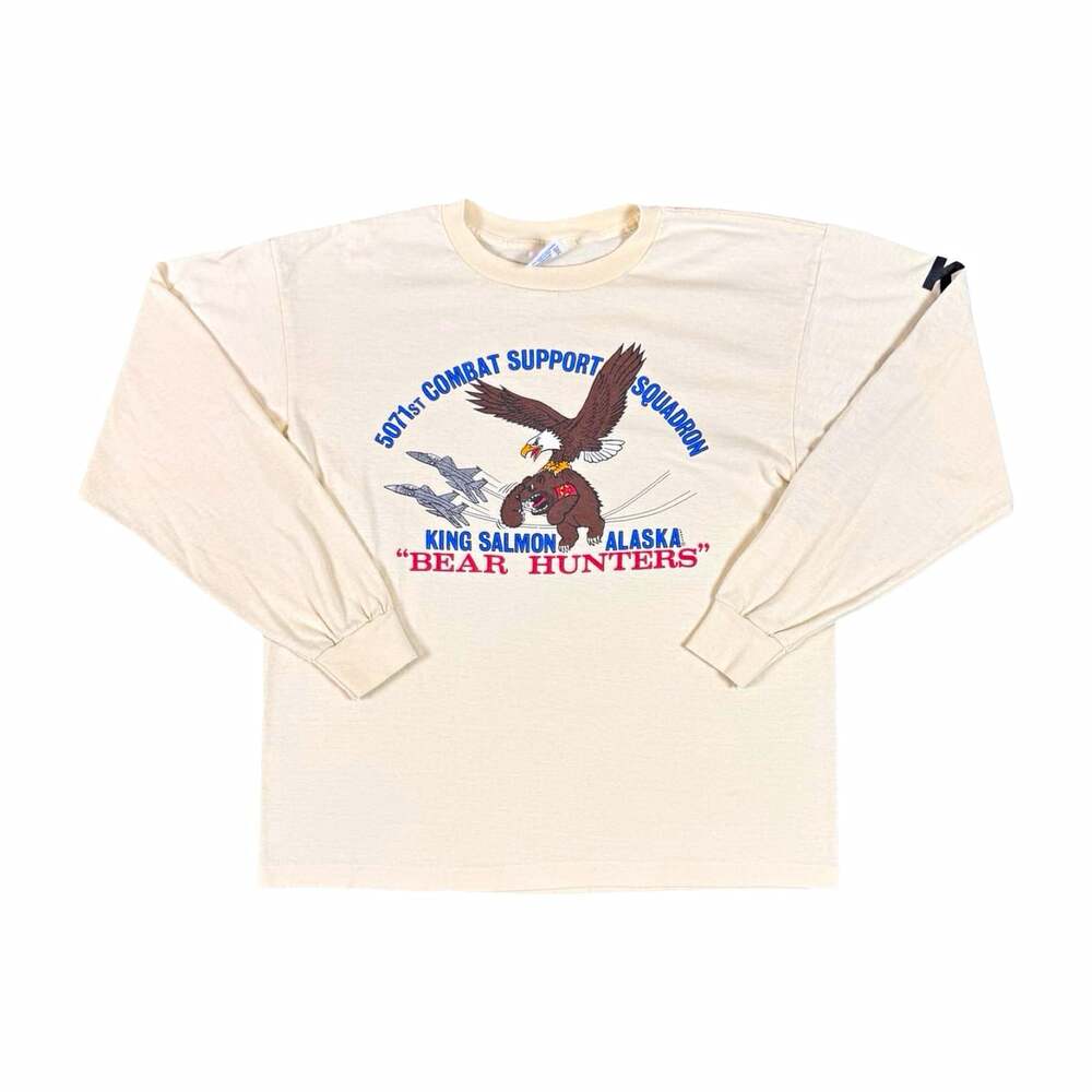 Vintage Military King Salmon Alaska Fighter Jet Men’s XL Long Sleeve T-Shirt